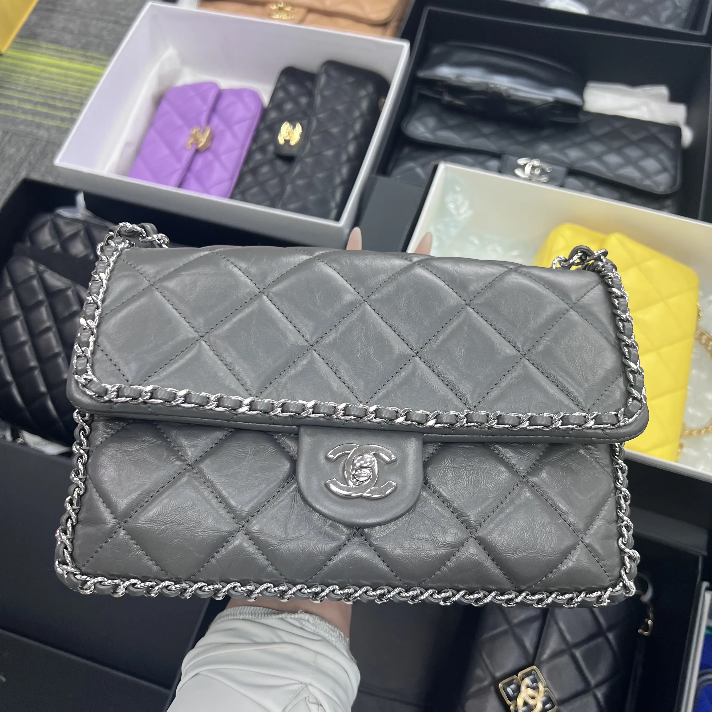 Pre-owned CHANEL france Crossbody Bags HH Edge Chain Diamond Flap Bag