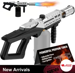 Powerful Propane Torch Gun, Adjustable Flamethrower, Kitchen & Grill Torch for BBQ, Searing Steak, Camping, Charcoal Lighter, Birthday Gifts for Men Women Dad him Grill Gun (Tank Not Included)