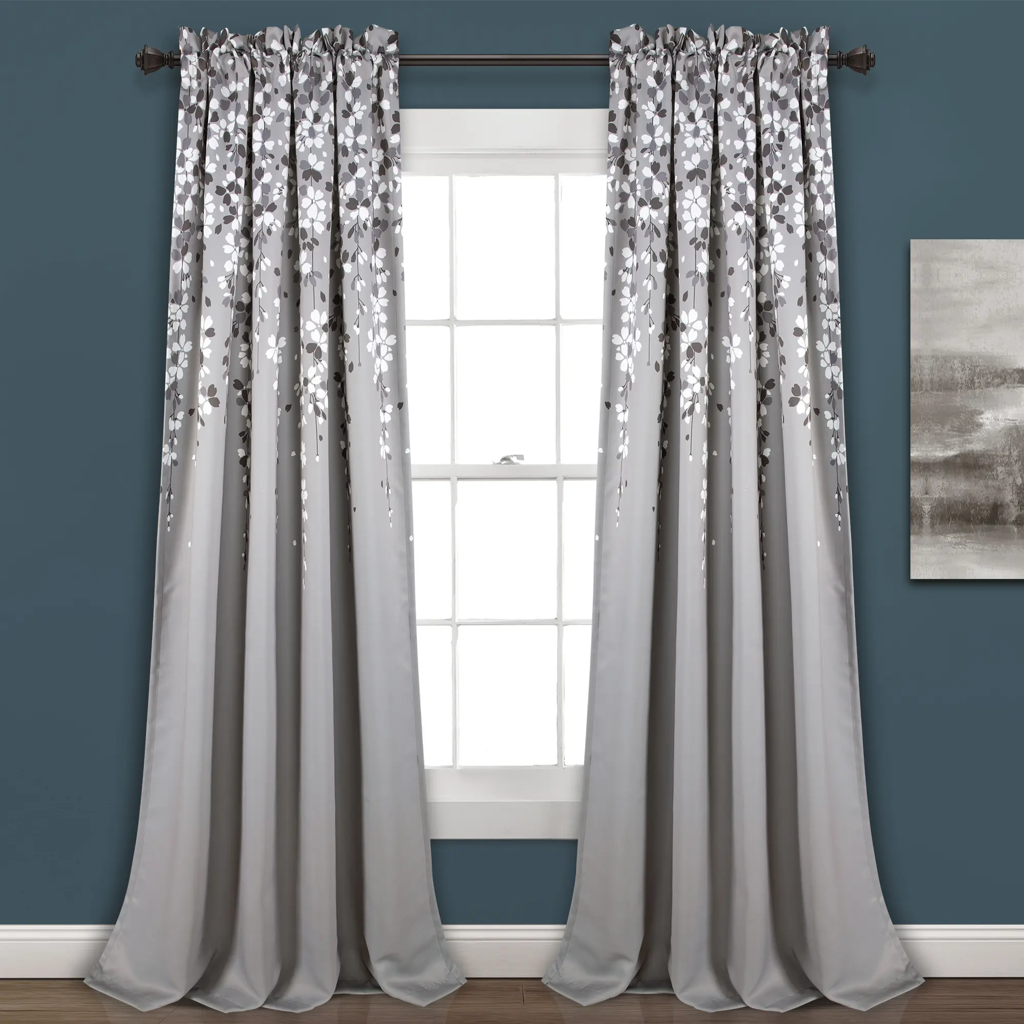 Lush Decor Weeping Flower Light-Filtering 2-Panel Home Decorative Curtain Set, Multi-Size Options (52 in Wide x 63/84/95/108 in Length), 3-Rod Pocket Polyester Fabric, Bedroom/Living Room Use, 70% Natural Light Filtering, Colorful Print Curtains