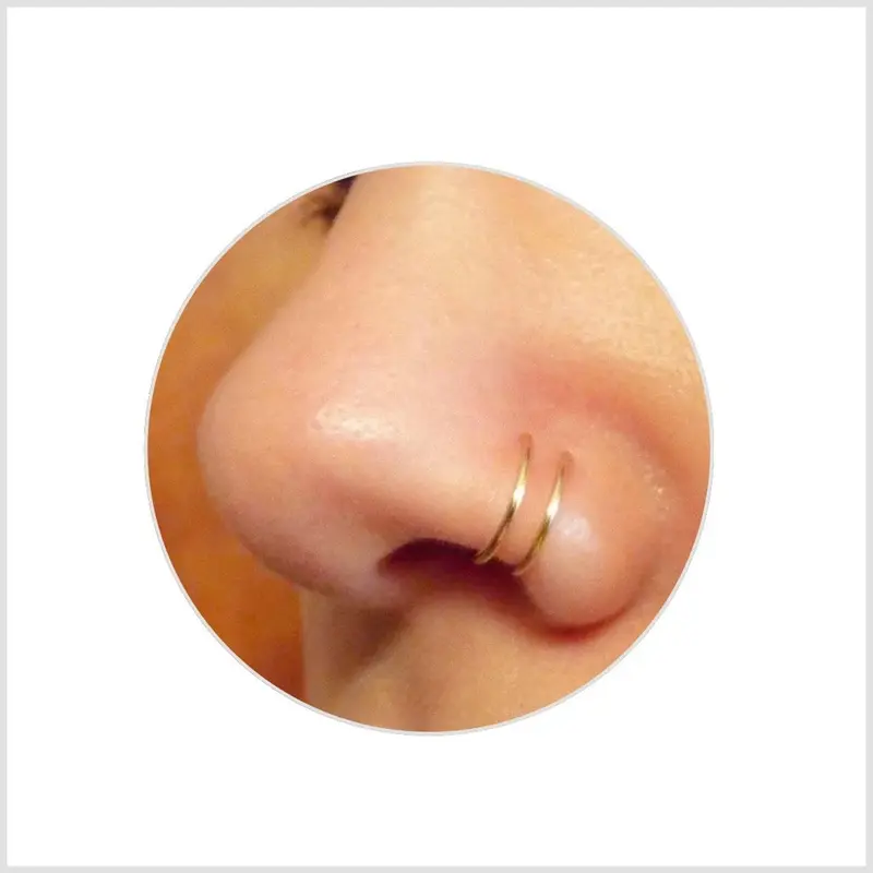 Double Ring for Nose or Lip Adjustable Clip On - Handmade Costume Jewelry & Accessories