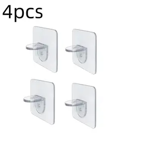 4/8pcs Home Closet Shelf Support Accessories, Self-Adhesive Strong Hold Clips, Wall Hooks, Free Hook Dividers, No Drilling, Easy Install, Punch Free Organizer, Wall Mountable