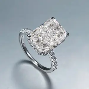 JewelryS925StyleDailySimple9*13mmRectangularWhiteDiamondRingforWomen