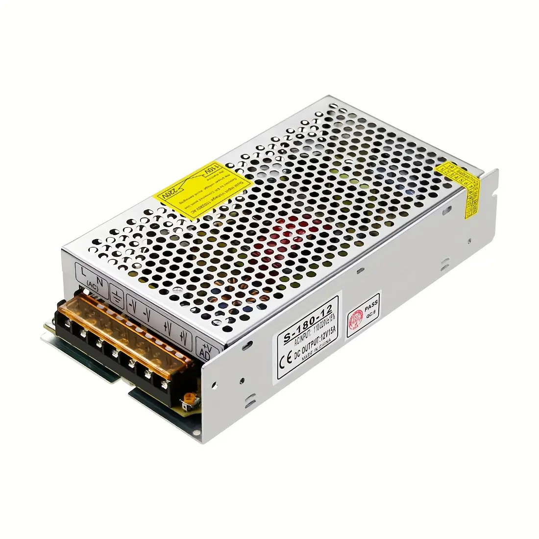 12V 15A DC Universal Regulated Switching Power Supply - AC100V/240V to DC180W Transformer for LED Strip Lights, 3D Printers, Car Subwoofers, CCTV Cameras, Audio Amplifiers, Led Lights