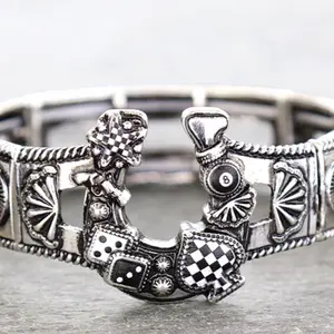 Horse Shoe Stretch Bracelet in Three Styles: Horseshoe Heart, Checker & Horse Designs Comfortable Fit One Size Fits All Easy to Wear