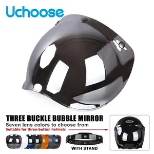 Retro helmet bubble goggles suitable for 3/4 helmet button fixation with multiple colors to choose from