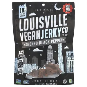 Louisville Vegan Jerky Co Soy Jerky, Smoked Black Pepper, 3 oz (85.05 g)