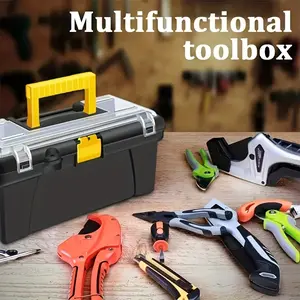 OUDISI Extra-Large Plastic Toolbox - Sturdy, Large-Capacity Multi-Functional Organizer with Lid, Easy-to-Grip Handle, Multiple Compartments, Removable Trays for Workshop Tools Storage