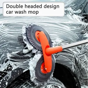 Car Cleaning Brush Set, Dual-Head Extendable Car Wash Brush, 360° Rotating Long Handle, Microfiber Sponge, No Paint Damage, Ideal for Car Care