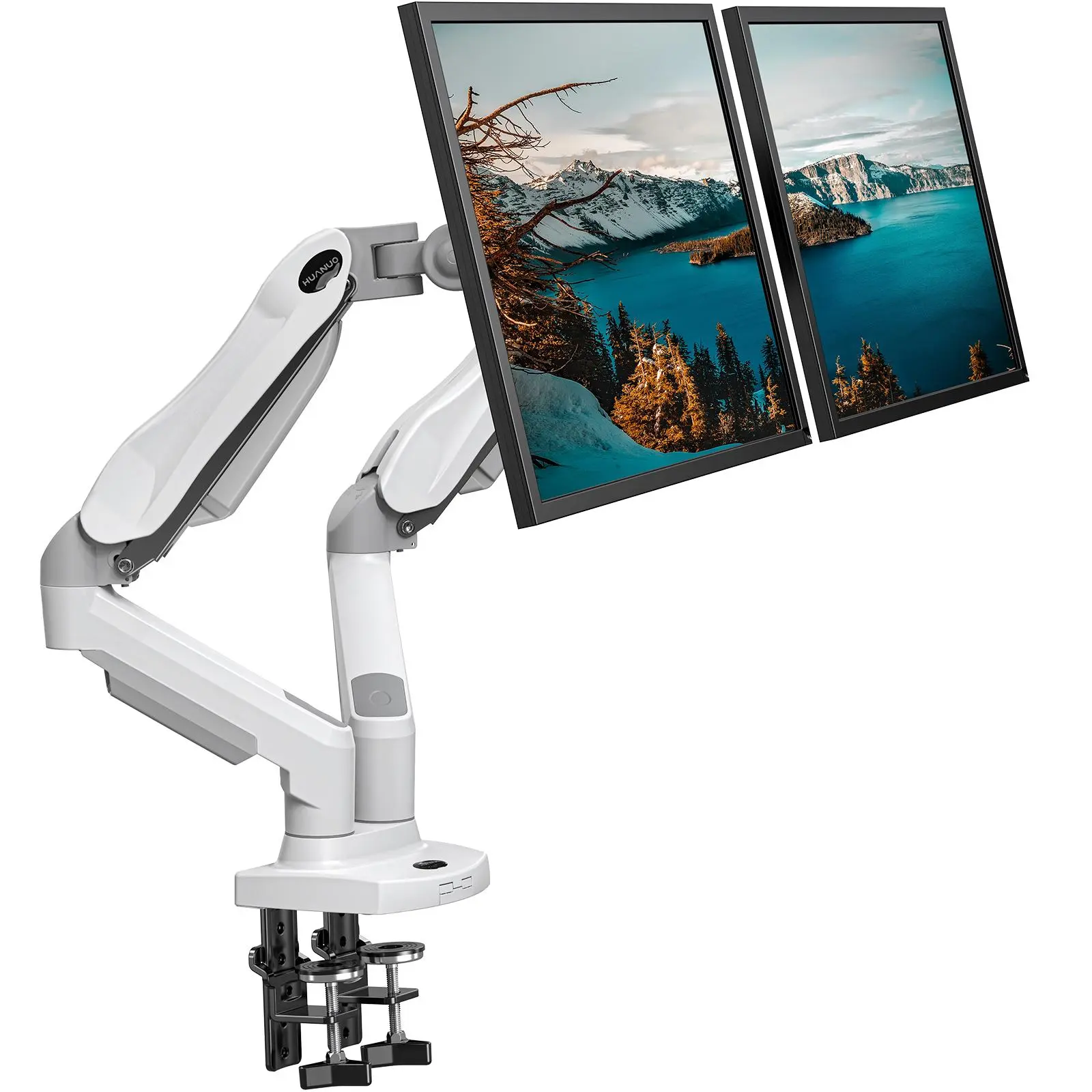 White Dual Monitor Arm (Support 13 to 30" )