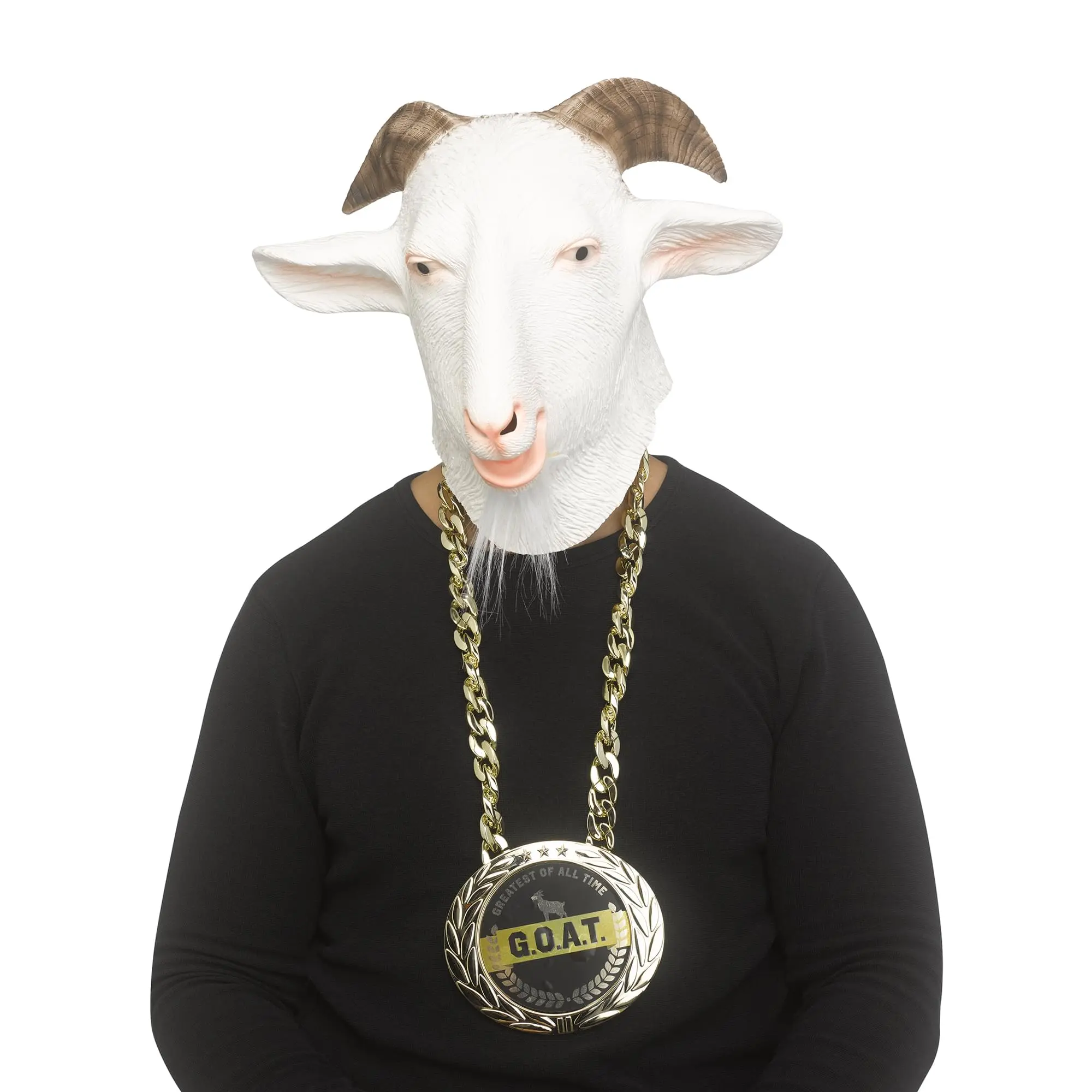 G.O.A.T. Costume Kit | Latex Mask and Plastic Medallion, Accessories, Halloween