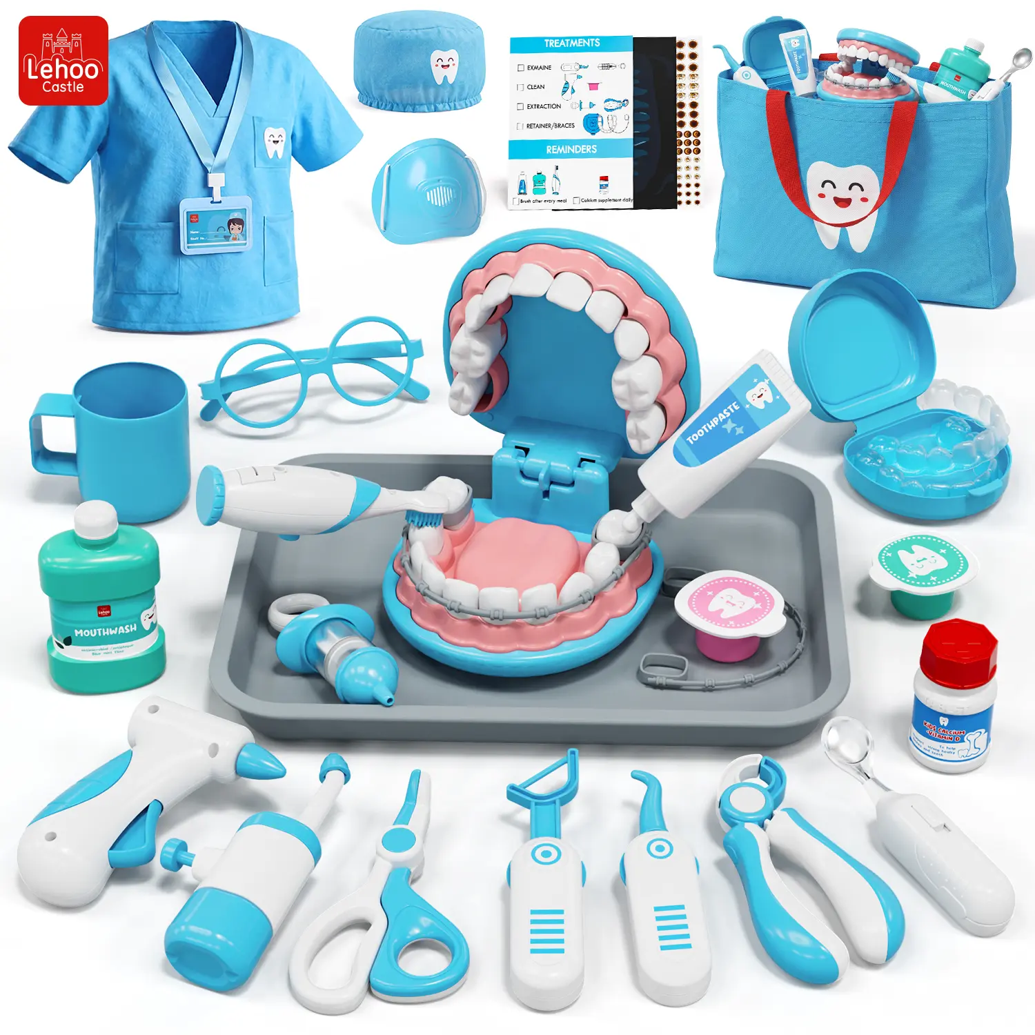 31Pcs Dentist Pretend Play Set for Kids, Dental Care Teaching Aids, Helping Children Develop Habits of Dental Care, Safety ABS Material, Pay Attention to Teeth in Children's Growth, Avoiding Fear of Dentists, for Parent-Child Interaction, Gifts for Boys