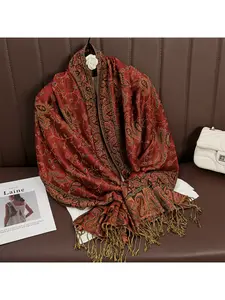 New jacquard fringe scarf soft and breathable versatile women's shawl wrap for spring and autumn