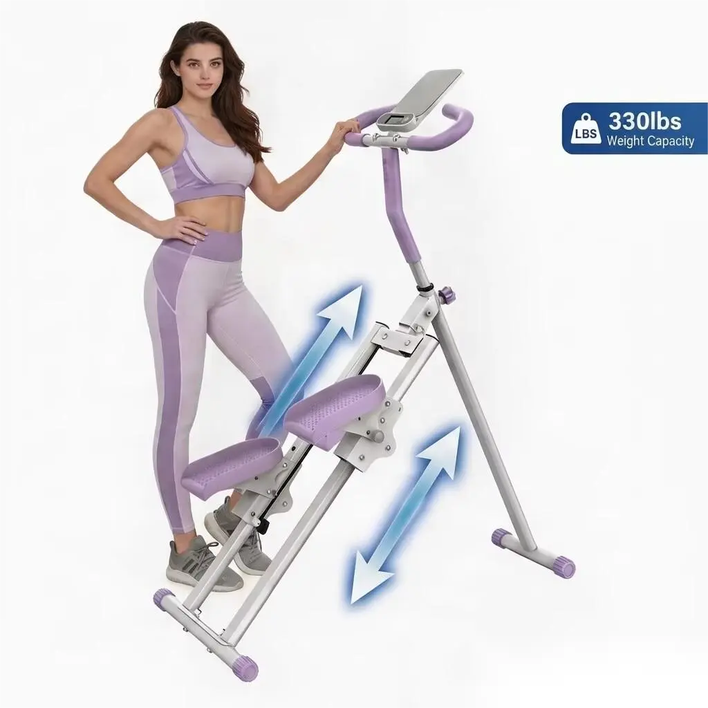 Collapsible Vertical Climber Gym Machine, Multifunctional Steel Frame with Silent Hydraulics for Full Body Workouts, 330 LBS Capacity, Hydraulic Fitness Stepper, Home Gym, At Home Glute Workout Equipment, Foldable, Cardio, Stepping Machine, At Home Gym Eq