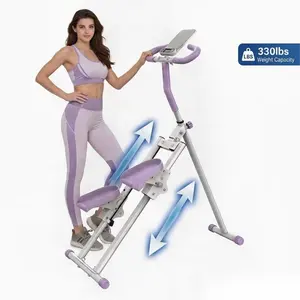 Foldable Vertical Climber Stepping Machine - 330LBS Capacity Home Fitness Gear, Steel Tube Frame, Silent Hydraulic Stair Stepper, Adjustable Height, Compact Fold Design for Full Body & Glute Workouts