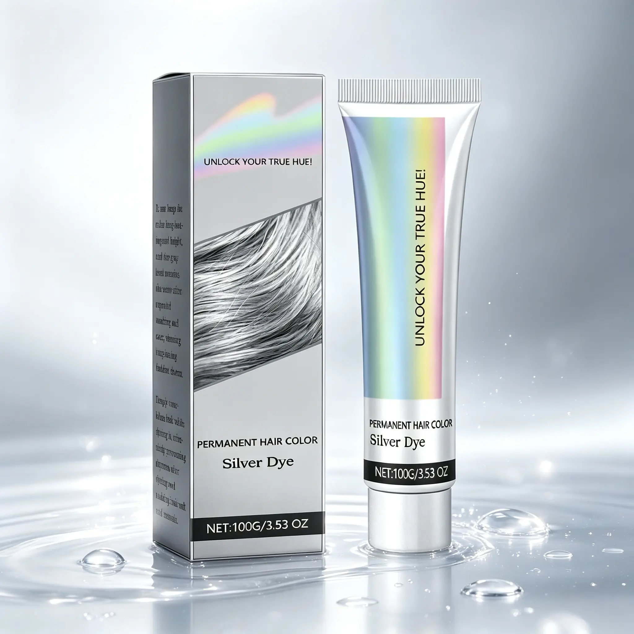 Long-Lasting Silver Hair Color 100g – At-Home Hair Dye Cream for Silver & Gray Shades