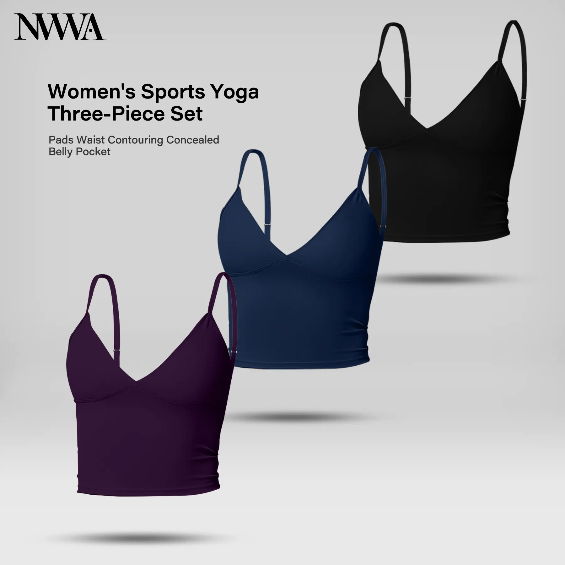 Women's Chic Spaghetti Strap Crop Top - Female Stylish Clothes, Classy Tops Going Out, Deep V Ruched Backless Sleeveless, Wire-Free Bra-Integrated with Invisible Chest Pads, Summer Gym Yoga Workout Tank