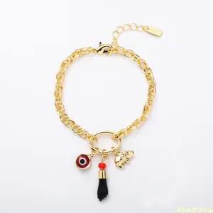 14K Gold Plated Adjustable Evil Eye Elephant Bracelet