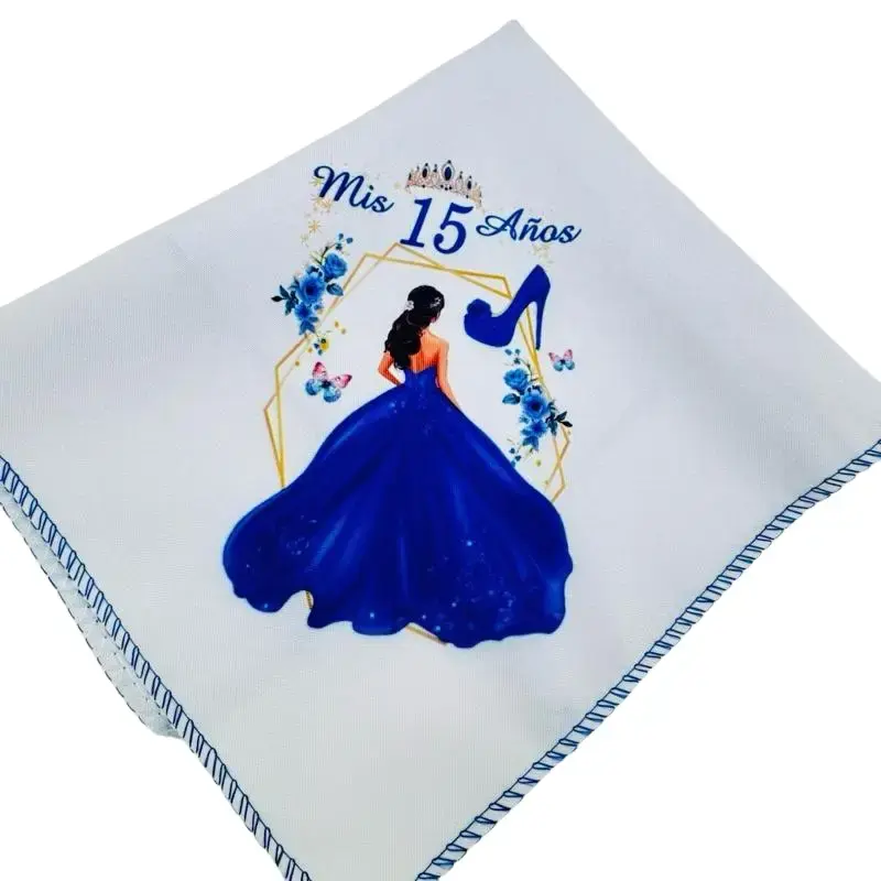Decorative Multipack Packaged Napkins - 12pcs 10x10in 100% Polyester Tableware, Easy to Clean, Unique Messaged Design for Snacks, Drinks, Mis 15 Años Quinceanera Celebrations