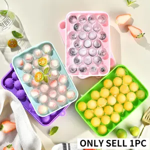 1pcs Silicone Ice Tray with Lid, DIY Home Ice Cube Mold, Cocktail Juice Whiskey Ball Ice Cubes, Ice Ball Molds, Easy Release Round Soap Mould