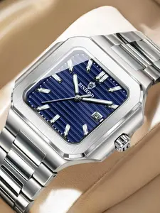 Men's Watches 50M Waterproof Watch Business Birthday Gifts  Real Brand Japan Imported Quartz Movement Rust-proof Stainless Steel Blue Silver WatchCalendar Luminous Hands Precise Timekeeping Dad Wedding Wraduation Souvenirs for Colleague