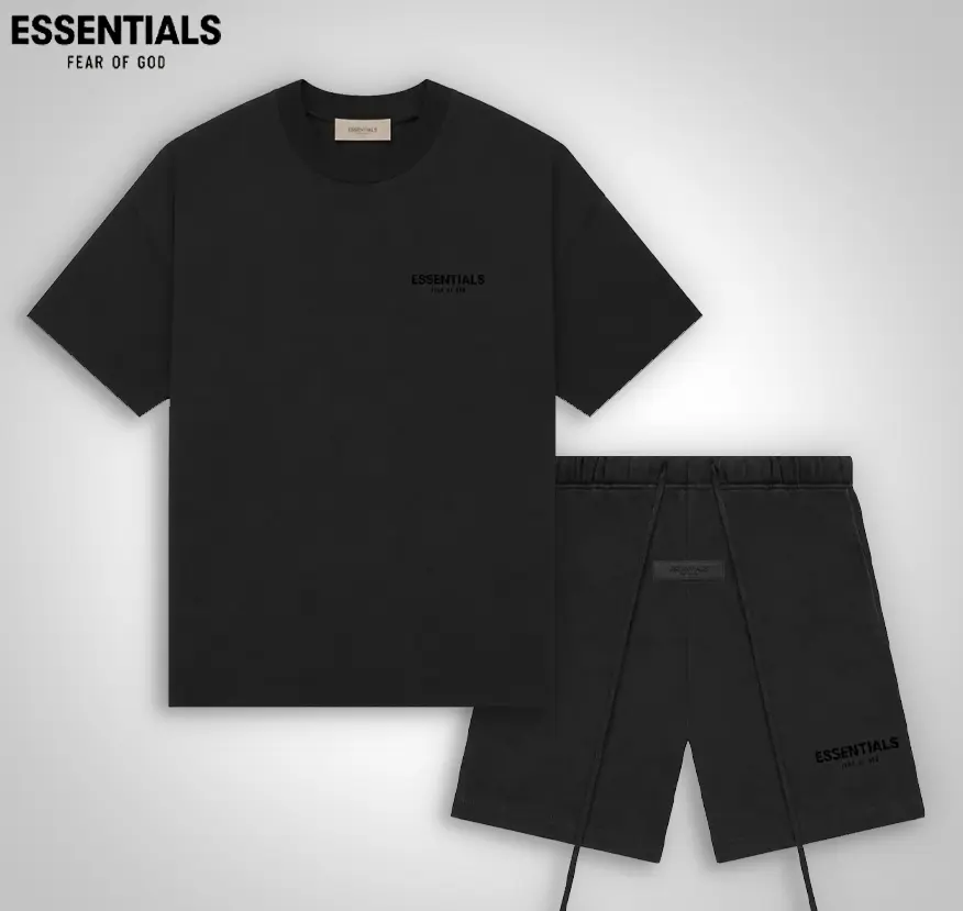 2 piece set Fear of God Essentials Tee & Sweatshort 100% Cotton Oversized Streetwear Unisex Matching Set