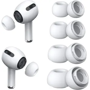 [4 Pairs ] Replacement Ear Tips for AirPods Pro and AirPods Pro 2 with Noise Reduction Hole, Silicone Ear Tips for AirPods Pro with Portable Storage Box and Fit in The Charging Case(XS/S/M/L)