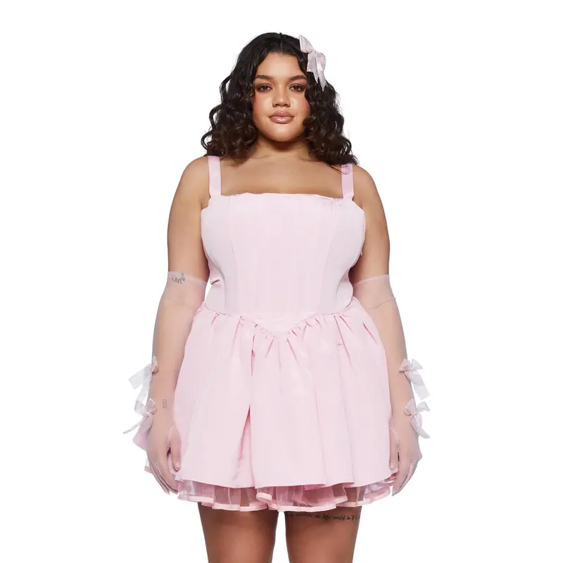 white christmas dresses Crystalized Pink Tulle Corset Dress – LORETA main image 1