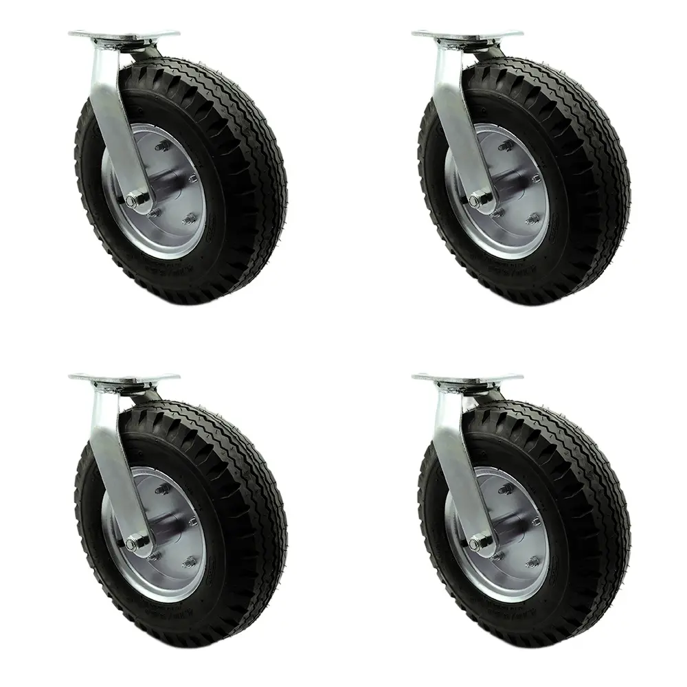 212 MAIN SCC-100S3506-PNB-4 Service Caster, 12 in. Swivel Type Pneumatic Rubber Wheel Casters, Black - Set of 4