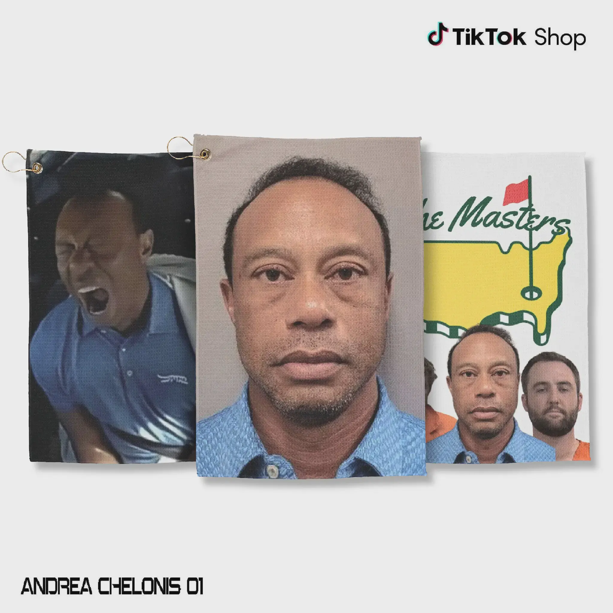 Tiger Woods Mugshot Golf Towel, Microfiber Golf Towel, Clip and Grommet, Funny and Absorbent, Perfect Golf Gift for Clubs and Balls