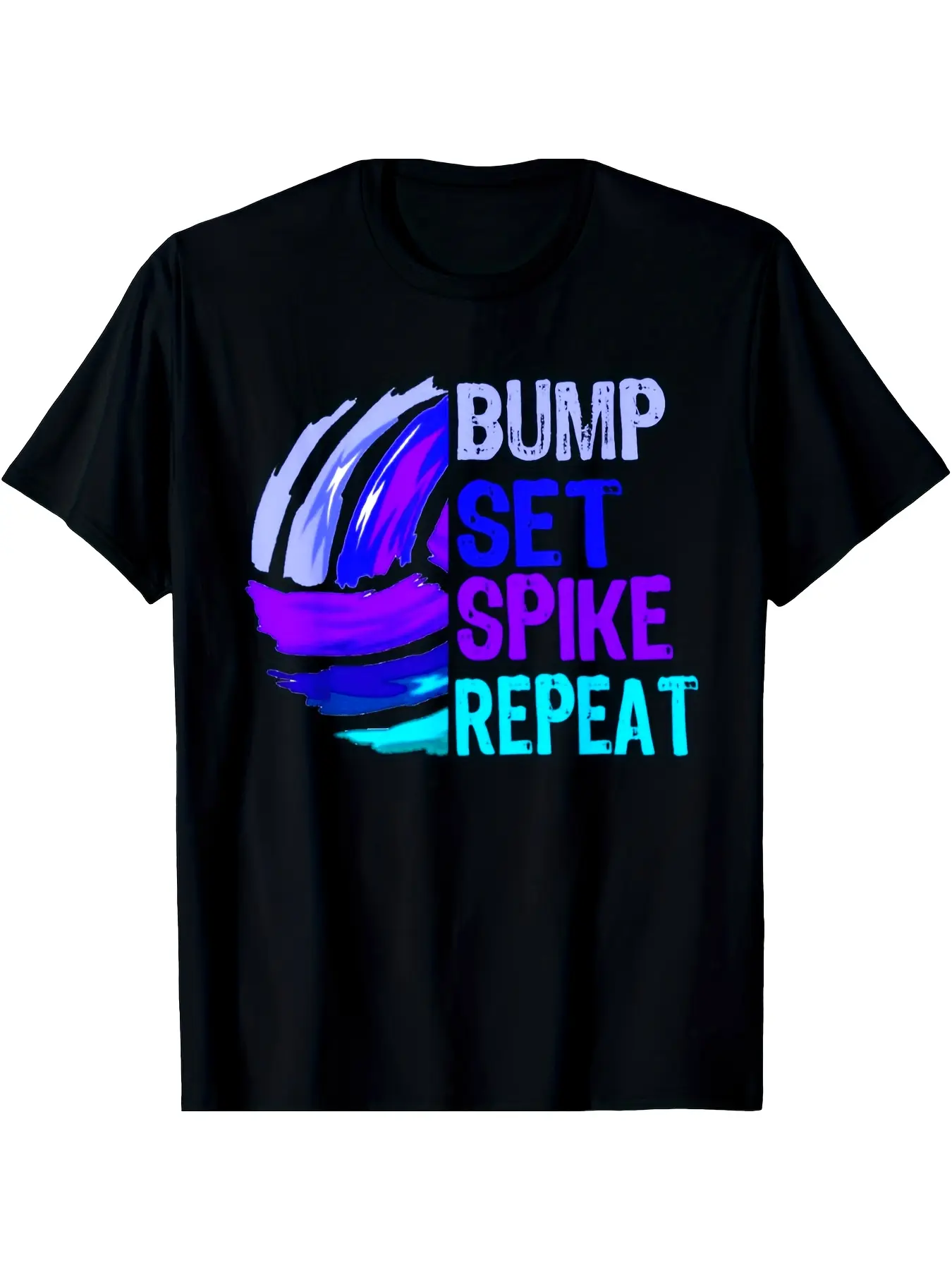 Blue And Purple T-Shirt for Girls' Volleyball Feat unisex soft cotton short sleeve t shirt, vintage graphic casual tee for men women teens, perfect birthday holiday gift for camping travel gym daily street  wear