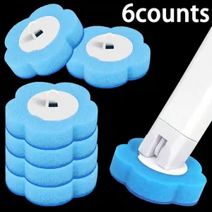 Toilet Brush Replacement Heads Set, Bathroom Cleaning Kit, Toilet Cleaning System, Blue Disposable Sponge Brushes, Toilet Cleaner Accessories, Toilet Wand, 48pcs/25pcs/12pcs/6pcs