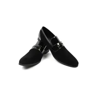 Black Slip On Mens Suede Patent Dress Shoes Loafers Wedding Prom By AZARMAN