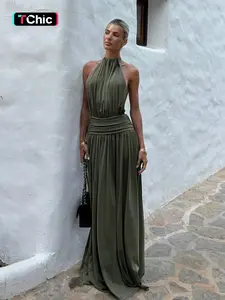 Backless Halter Neck A-Line Dress, Elegant Backless Design, Feminine, Perfect for Evening, Formal, Special Occasions & Daily Wear, Stylish Women's Clothing