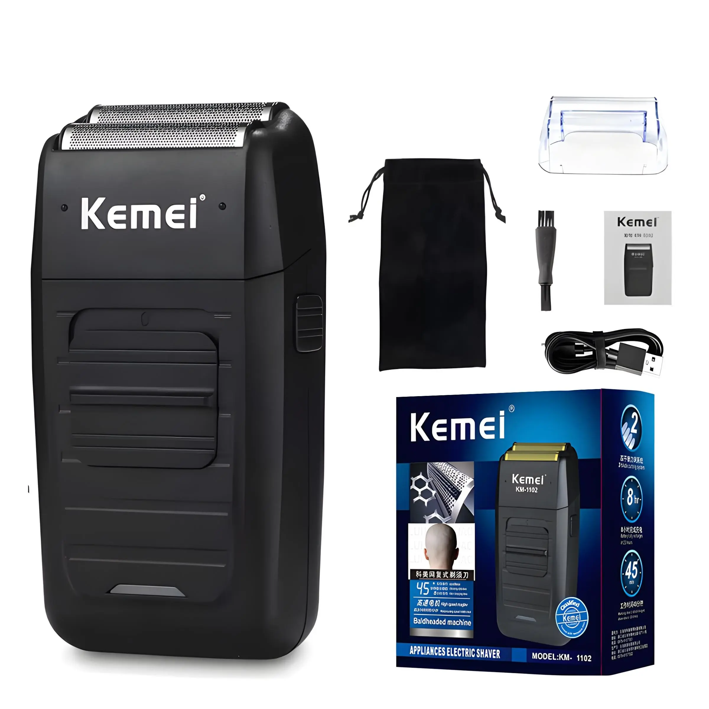 Kemei Rechargeable Electric Razor for Men, Rechargeable Shaver, USB Charging, Wet/dry, Smooth Shaving, Ergonomic Design, Long Battery Life, Perfect Father's Day Gift