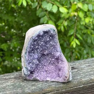 Amethyst Geode (D4) with Agate Layer - Natural Crystal Cluster Specimen