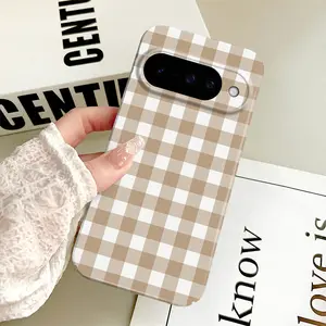 Checkered Simple Protective Case for Google Pixel 7 8 9 10 Pro 5G Shockproof Protector Precise - hole Film Case for Daily Use Niche Design Accessories