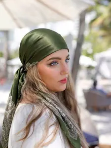 Women's Fashion Cashew Border Chiffon Scarf, 110x110cm, Casual All-Season Accessory, Sun Protection, Perfect Gift, Scarf Head Wrap