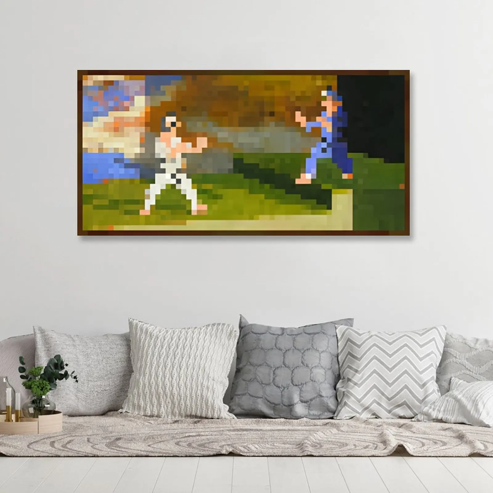 Official Minecraft 8-Bit Retro Pixel "Fighters" Gaming Character Wall Art, Accurate In-Game Frameless Canvas Hanging, Multi-Size Game Room Focal Wall Piece, Home Decor for Teen Boys