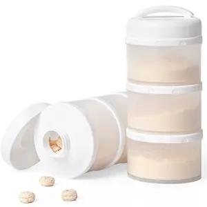 Stackable Formula Dispenser Portable Milk Powder Container, 2 Pack, White