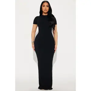 Cora Snatched Maxi Dress - Black