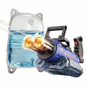 Shark Shape Electric Water Gun Dual Tube Rotating Continuous Fire, with Lights and Sound, Portable Design, Kids Educational Toy, Best Gift for Boys Aged 3+ Squirt Guns