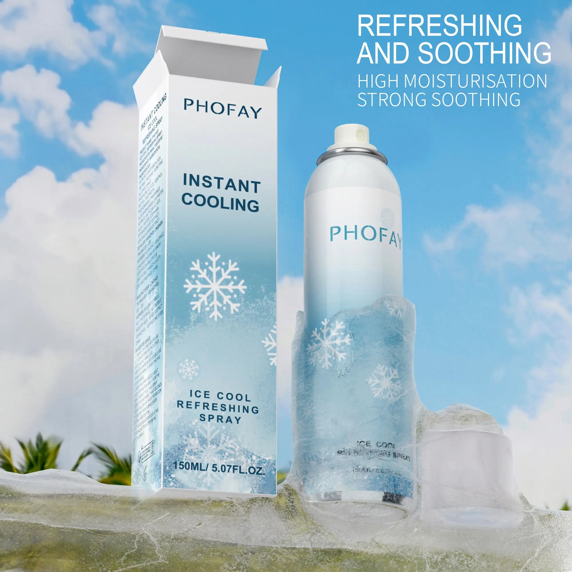 PHOFAY | NOW ON TIKTOK SHOP USA Ice Cool Refreshing Spray–Instant Cooling Body Mist for Summer Heat Relief, Portable Facial & Body Cooling Spray, Refreshing Hydrating Mist for Outdoor Activities, Sports, Travel & Hot Weather, Fast Chill Sensation Spray