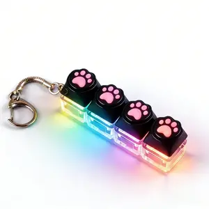 LED light keychain keyboard with press and click buttons Fidget toy for relieving stress and anxiety Portable office desk accessories Office decoration gifts
