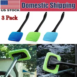 3 Pack Window Windshield Cleaning Tool Microfiber Car Wiper Cleaner Glass Brush