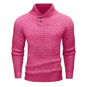 Men's Commuting Business Casual Waffle Collar Button Sweater