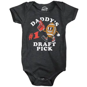 Daddys Number 1 Draft Pick Baby Bodysuit Funny Sarcastic Football Graphic Novelty Jumper For Infants Funny Baby Onesies Funny Football Onesie Novelty Onesie Black -
