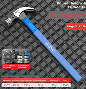 OUDISI American Clawhammer Hand Tool, Insulated PVC Handle, Magnetic Steel Head, Hand Tools