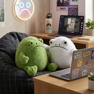 Cozy Grumpy Round Frog Plush 12 Inch