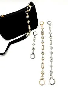 Elegant Rhinestone Decorated Long Rectangle Chain Bag Charm, Stylish Purse Extension Strap, Rhinestone Buckle Strap, Perfect Accessory for Fashion Bags