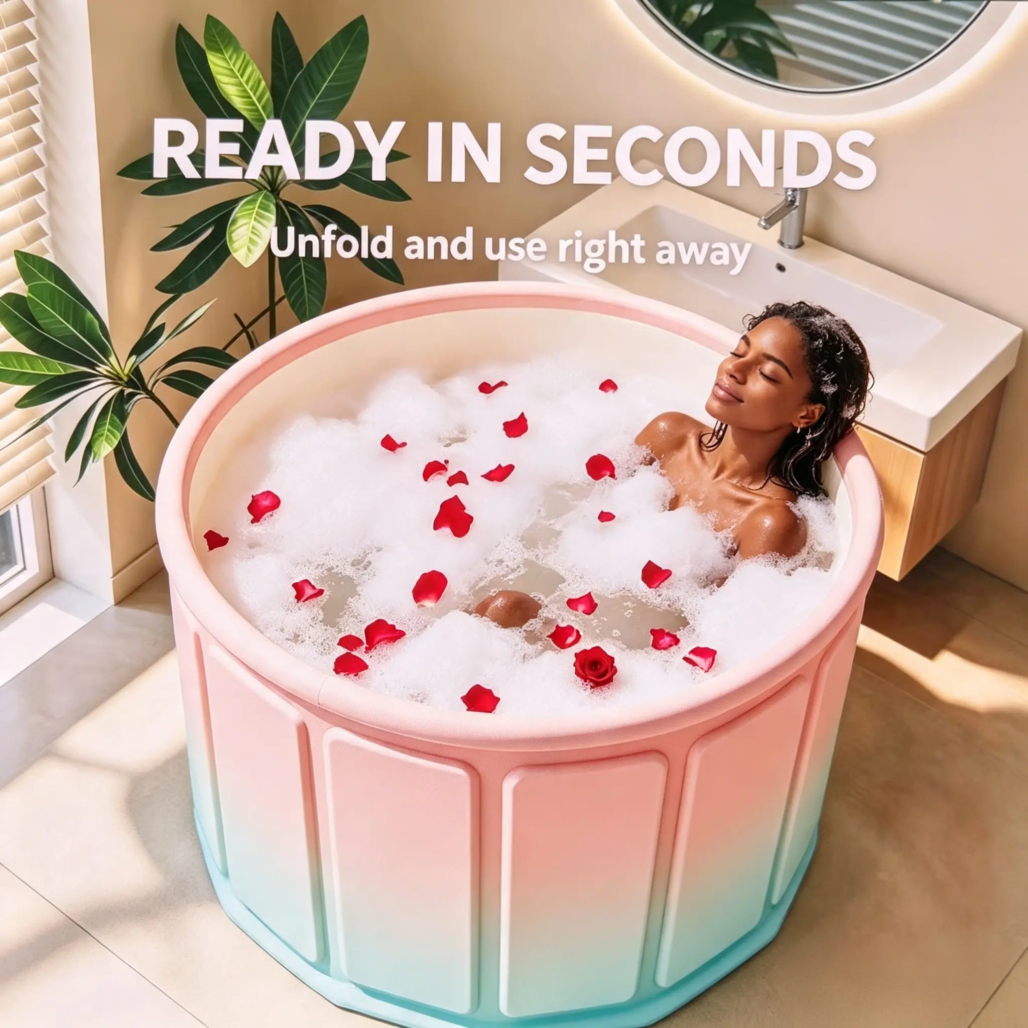 Adult Portable Foldable Insulated Non-Slip Bathtub, Collapsible Soaking Tub for Home SPA, Indoor Bathroom Camping Sports & Outdoor Use